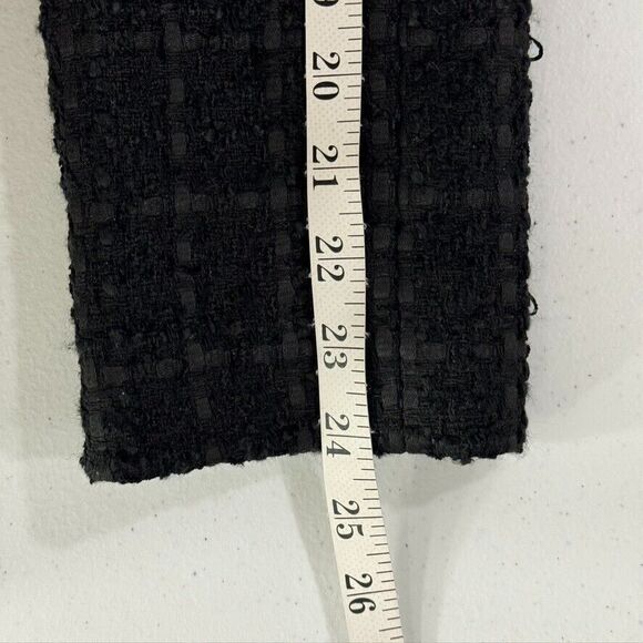 Ann Taylor Coat Black Boucle Peplum Coat Jacket Size M Windowpane Pockets - Picture 10 of 10